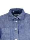 Barba Napoli Lightweight Denim-effect Pull-on Shirt In Linen Cotton With Four Buttons And Chest Pocket In Denim