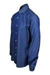 Barba Napoli Classic Denim Shirt In Denim Dark