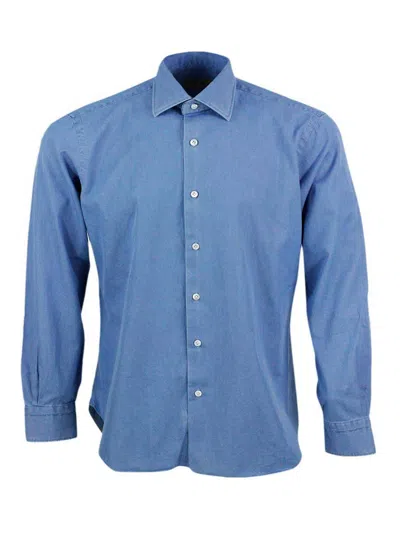 Barba Napoli Shirt Light Denim In Light Wash