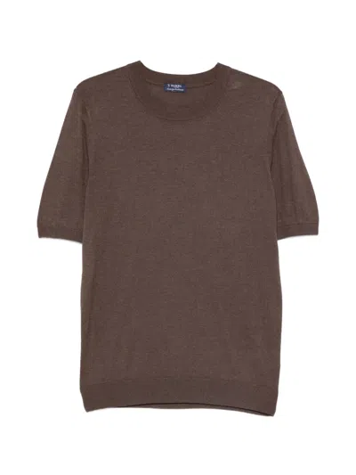 Barba Napoli Short-sleeve Crew-neck T-shirt In Brown