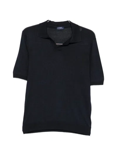 Barba Napoli Short Sleeve Polo Shirt In Blue