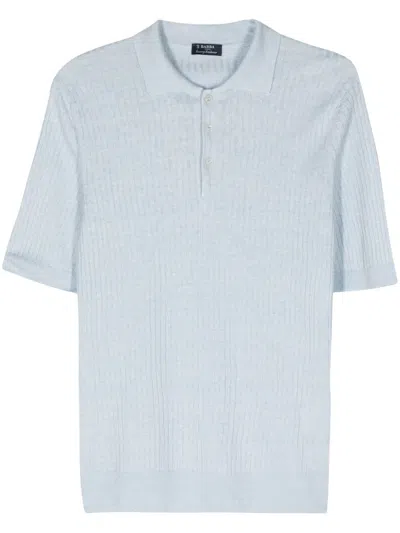 Barba Napoli Short-sleeve Ribbed Polo Shirt In Blue