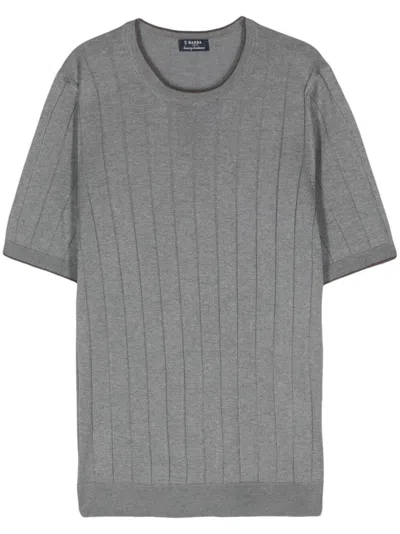 Barba Napoli Ribbed-knit Silk Jumper In Grey