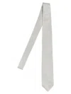 Barba Napoli Pointed Tip Slim Silk Tie With Textured Pattern In White