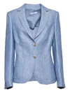 Barba Napoli Barba Blazer Jaqueline Single Breasted In Light Blue Linen