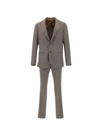 Barba Napoli Single-breasted Suit In Brown