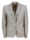 BARBA NAPOLI SINGLE-BREASTED TWO-BUTTON JACKET MADE OF LINEN AND COTTON AND EMBELLISHED WITH BRIGHT LUREX THREADS