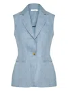 Barba Napoli Sleeveless Blazer In Blue
