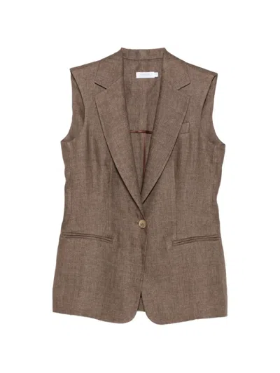 Barba Napoli Sleeveless Single-breasted Jacket In Brown