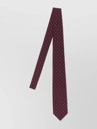 Barba Napoli Slim Pointed Tip Tie With Polka Dot Pattern In Brown
