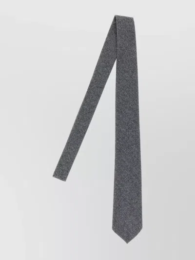 Barba Napoli Slim Wool Tie Textured Fabric In Gray
