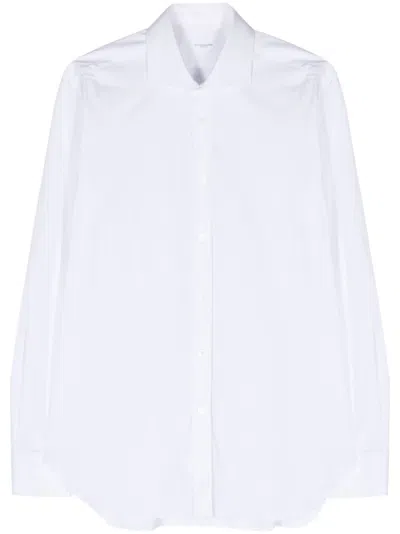 Barba Napoli Spread-collar Cotton-blend Shirt In White