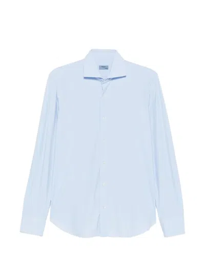 Barba Napoli Spread-collar Long-sleeve Shirt In Blue