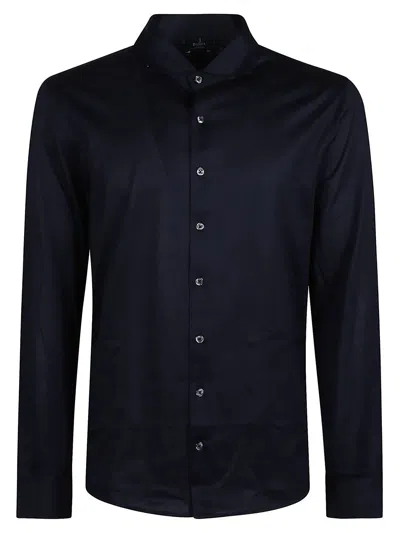 Barba Napoli Straight Hem Buttoned Shirt In Black