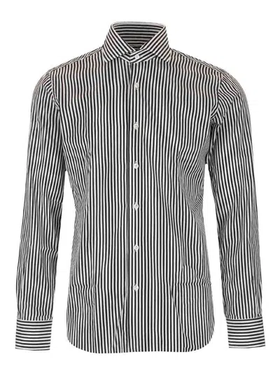 Barba Napoli Stretch Fabric Shirt In Gray