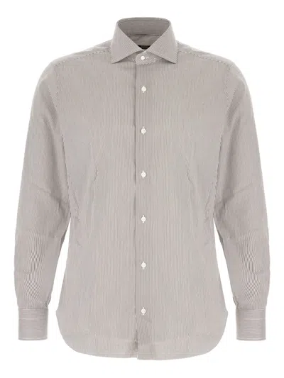 Barba Napoli Stripe-pattern Shirt In Brown