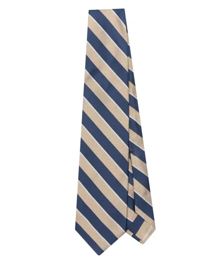 Barba Napoli Stripe-pattern Silk Tie In Nude