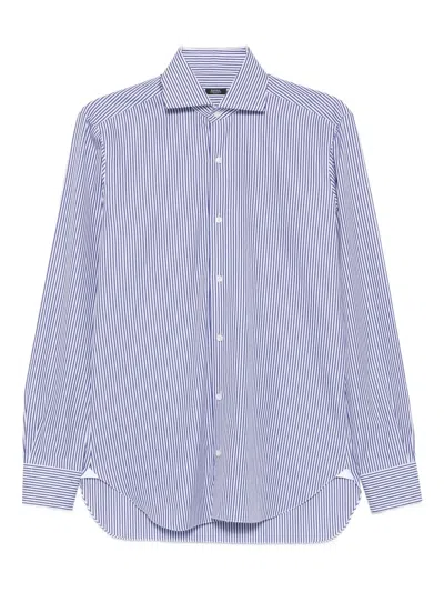 Barba Napoli Striped Cotton Shirt In Blue