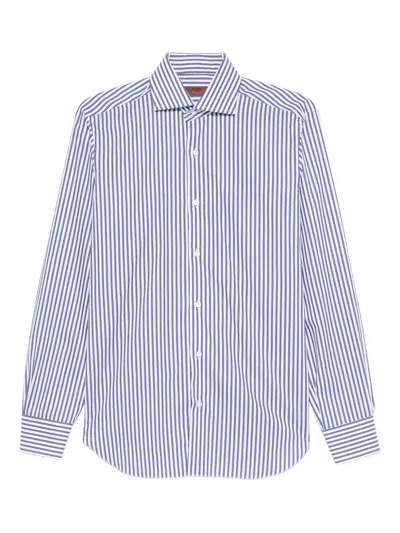 Barba Napoli Striped Cotton Shirt In Blue
