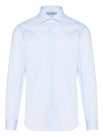 Barba Napoli Striped Cotton Shirt In Blue