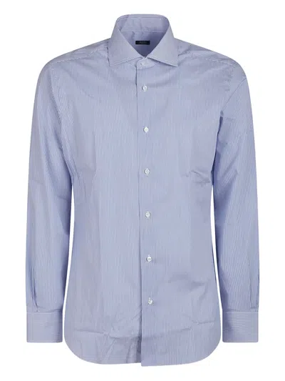 Barba Napoli Striped Cotton Shirt In Blue