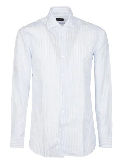 Barba Napoli Striped Cotton Shirt In Blue