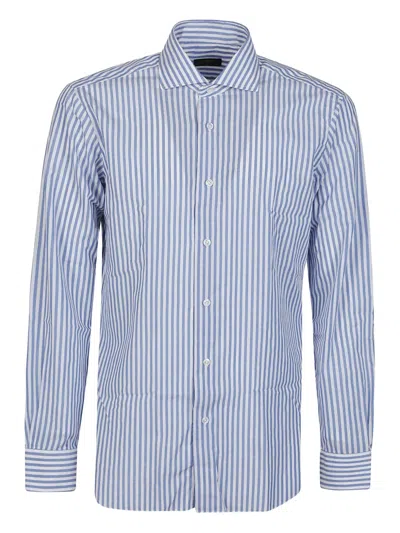 Barba Napoli Striped Cotton Shirt In Blue
