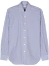 Barba Napoli Barba Vertical Striped Blue And White Barba Shirt In White