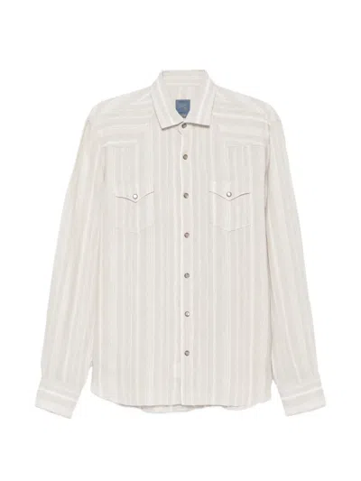 Barba Napoli Striped Flap-pockets Shirt In Neutral