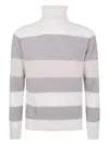 Barba Napoli Barba Turtle Neck Orizontal Stripes Sweater Clothing In Gray