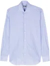 Barba Napoli Striped Linen Cotton Shirt In Blau