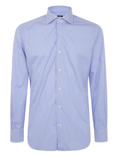 Barba Napoli Striped Long-sleeve Shirt In Blue