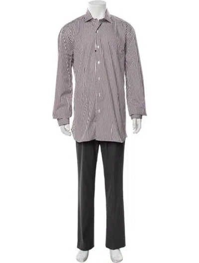 Pre-owned Barba Napoli Striped Long Sleeve Shirt In Brown