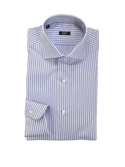 Barba Napoli Striped Long-sleeved Shirt In Blu