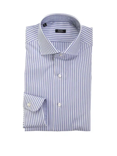 Barba Napoli Striped Long-sleeved Shirt In Blue
