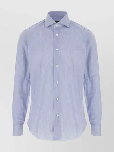 Barba Napoli Striped Pattern Long Sleeves Shirt In Blue