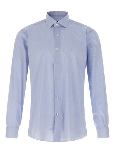 Barba Napoli Striped Pin-tuck Shirt In Blue