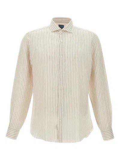 Barba Napoli Striped Shirt In Neutral