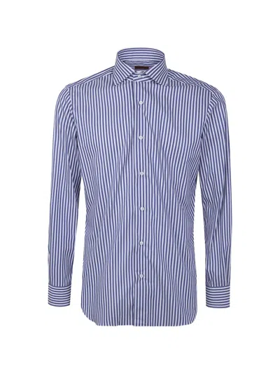 Barba Napoli Classic Popeline Stripes Shirt In Blue