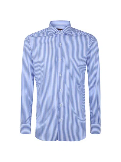 Barba Napoli Classic Popeline Stripes Shirt In Blue