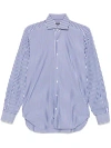 Barba Napoli Barba Vertical Striped Blue And White Barba Shirt In White