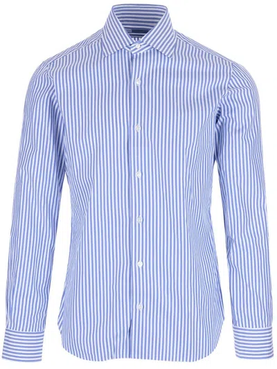 BARBA NAPOLI CULTO STRIPED SHIRT WHITE AND BLUE