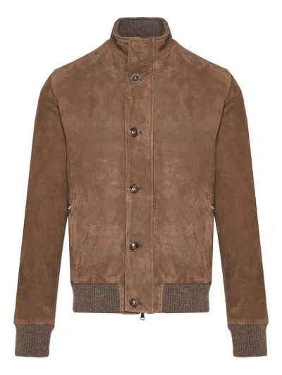 Barba Napoli Suede Jacket In Brown