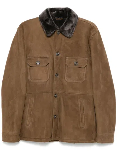 Barba Napoli Suede Jacket In Brown