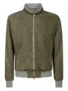 Barba Napoli Suede Zip-up Jacket In Green