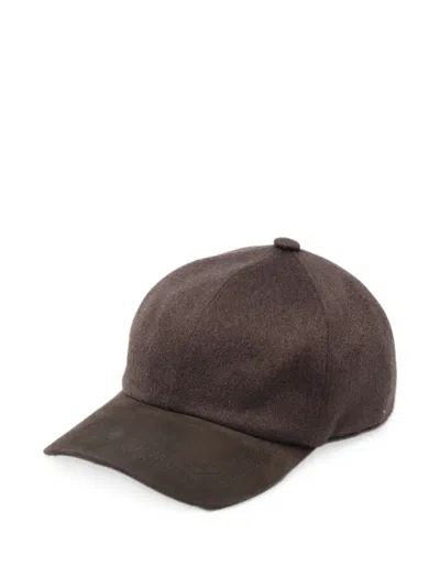 Barba Napoli Suede-panel Baseball Cap In Brown
