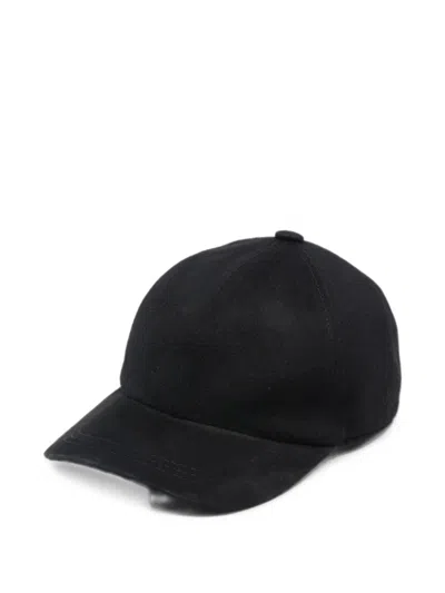 Barba Napoli Suede-panelled Baseball Cap In Black