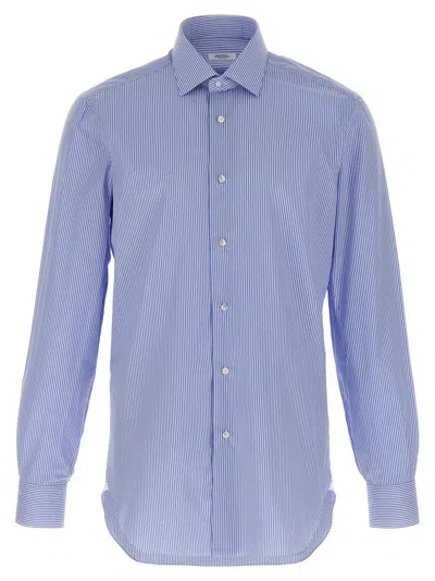BARBA NAPOLI TAILORED BLUE STRIPED COTTON POPLIN SHIRT