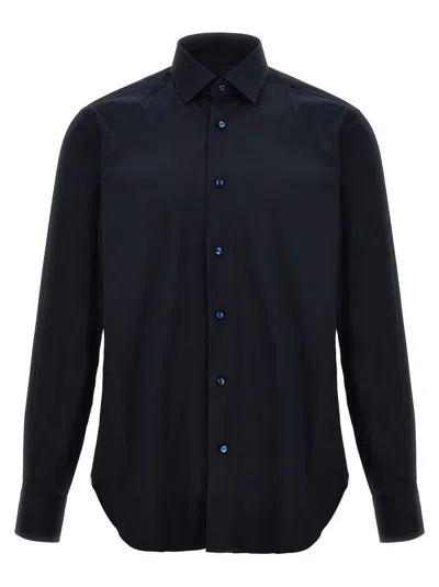 BARBA NAPOLI TAILORED STRETCH COTTON BLEND POPLIN SHIRT