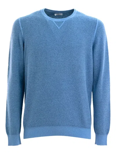 Barba Napoli Textured Crew-neck Sweater In Blue